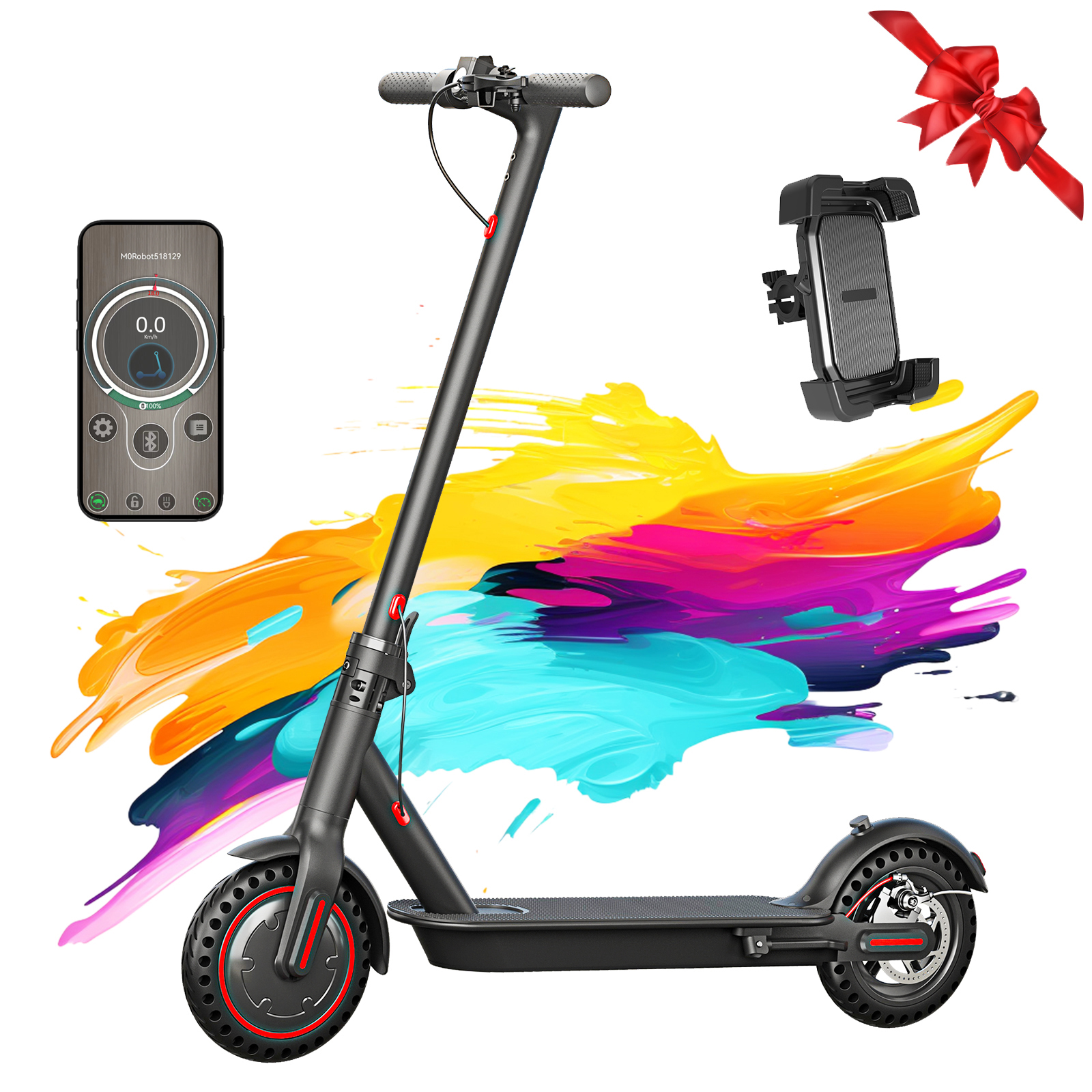 Phone Accessories For Teens - Black 350W Electric Scooter with Phone