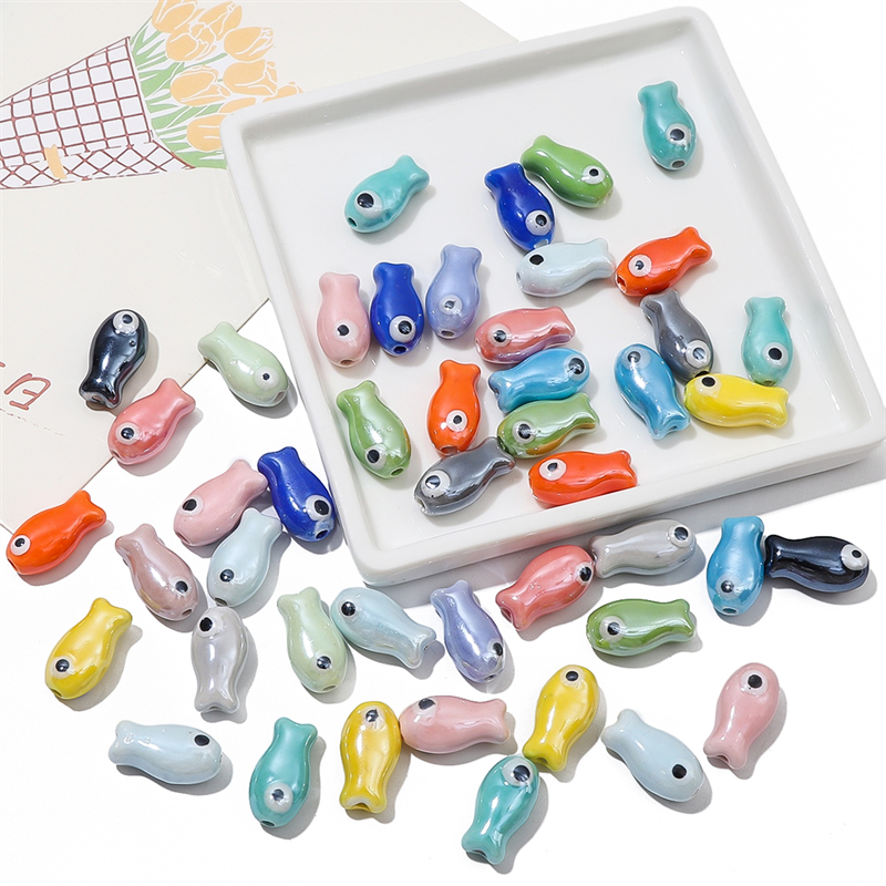 10Pcs Vintage Fish Ceramic Bea - Phone Accessories Chain ulasan dan harga