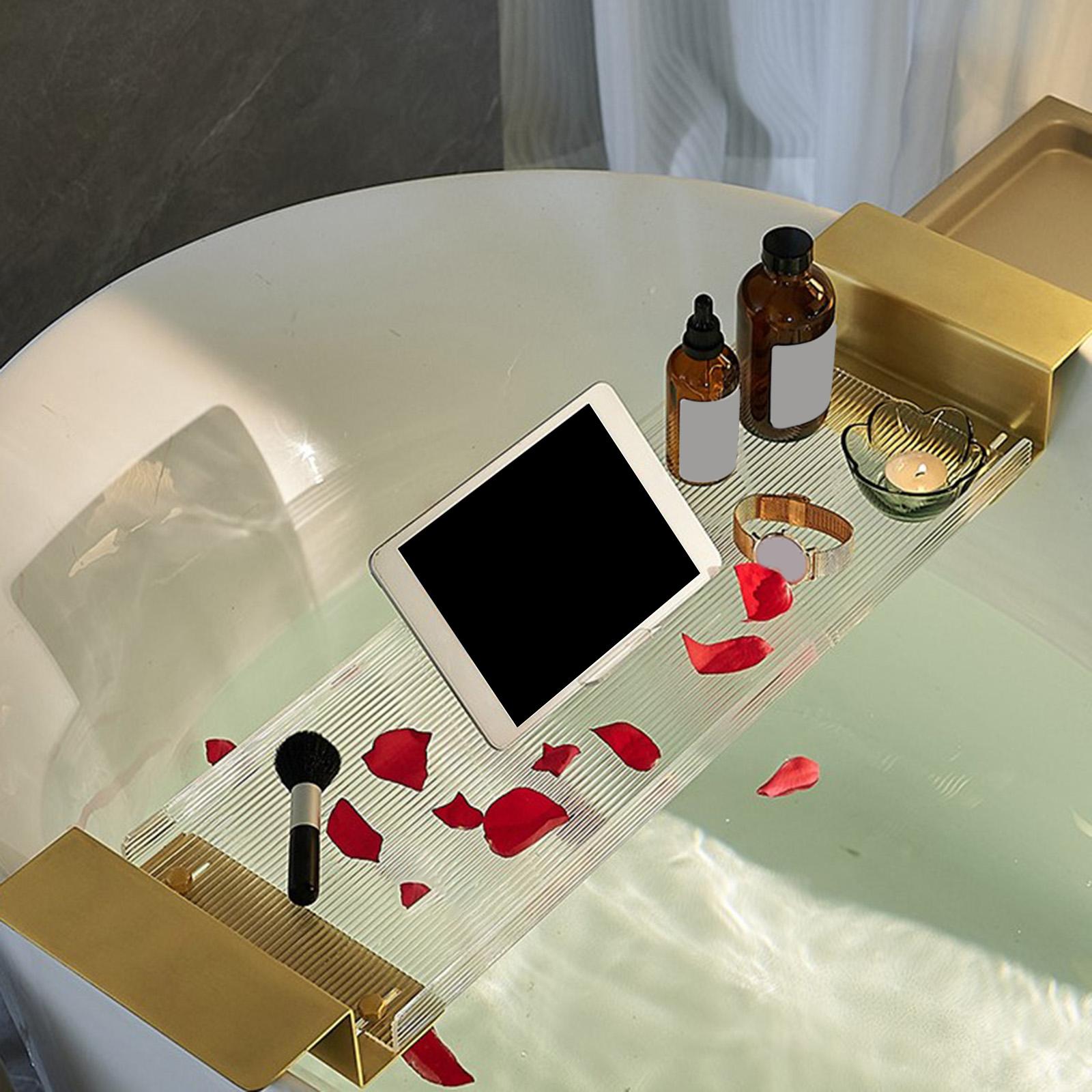 Acrylic Bathtub Tray Extendabl - Phone Accessories Rack ulasan dan harga