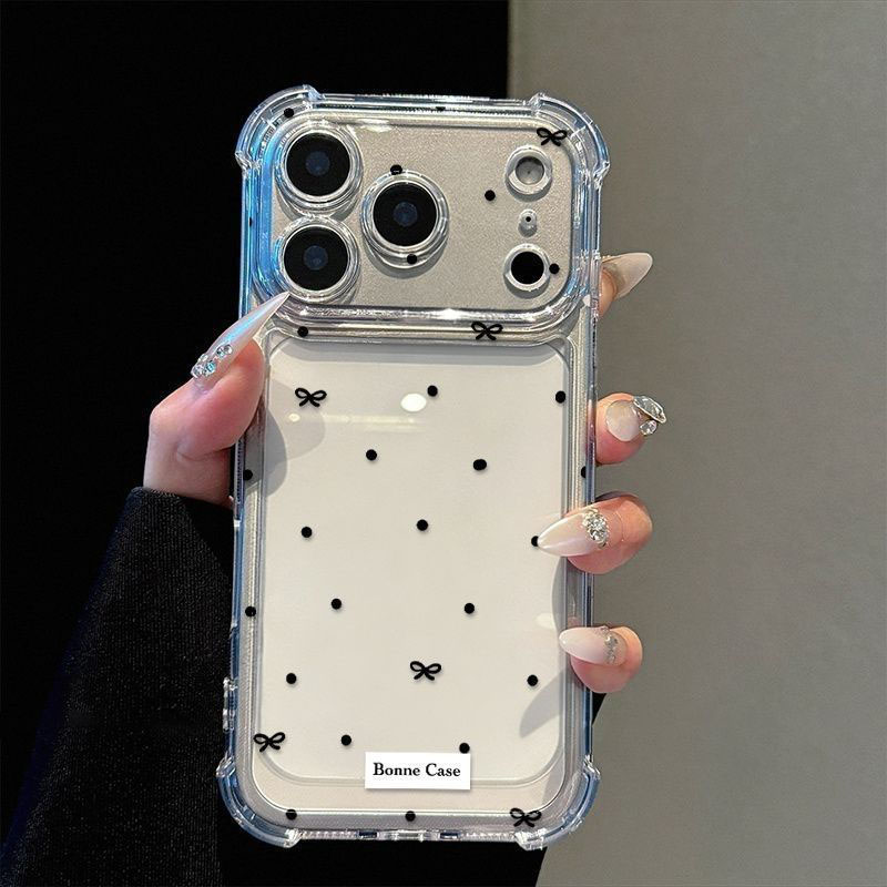 Cute Polka Dot Bow Clear Phone - Phone Accessories Design ulasan dan harga
