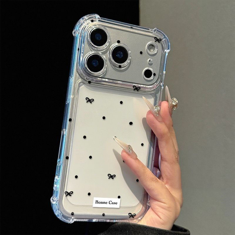 Cute Polka Dot Bow Clear Phone - Phone Accessories Design ulasan dan harga